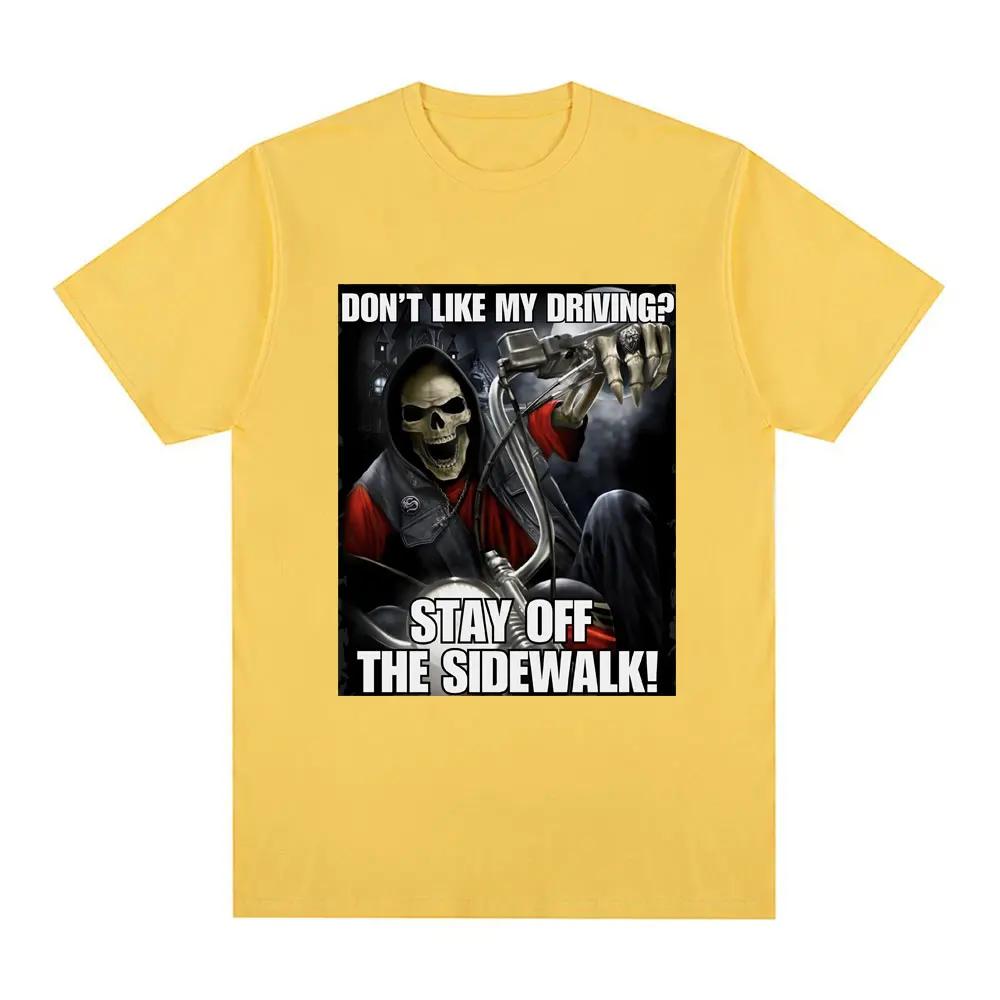 

Смешно, я не люблю водитьДержитесь подальше от тротуара Футболка с мемом скелетафутболка с коротким рукавом модная повседневная ретро-футболка Унисекс-футболка 4XL