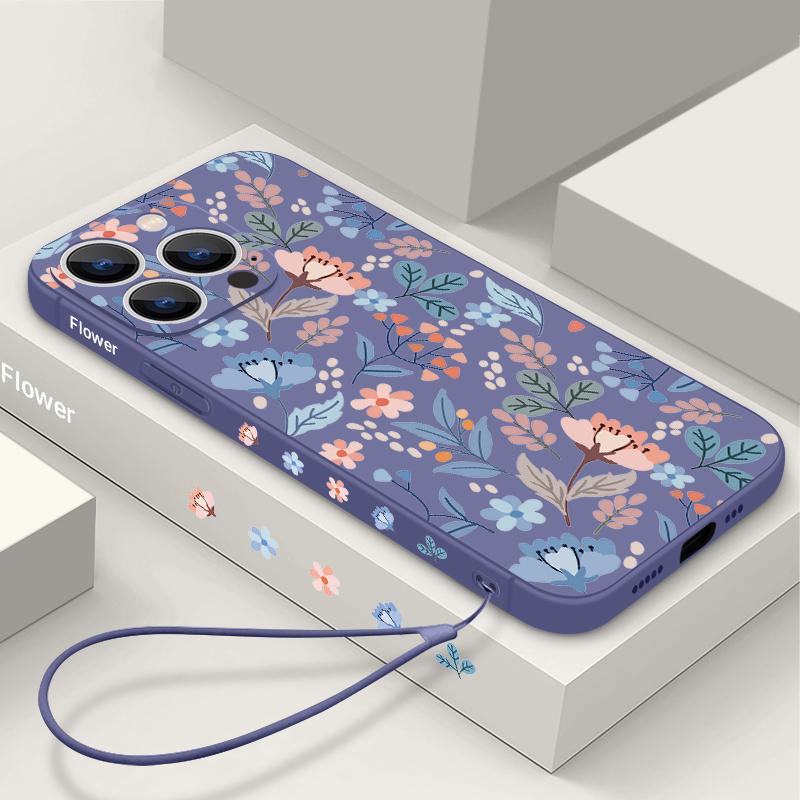 

Чехол с цветочным узором для iPhone 16 Pro 15 14 Plus 13 12 Mini 11 Pro Max Xr X/Xs 7 Plus/8plus 7/8/Se2020/Se2022, мягкий чехол из ТПУ iPhone 15 чёрный
