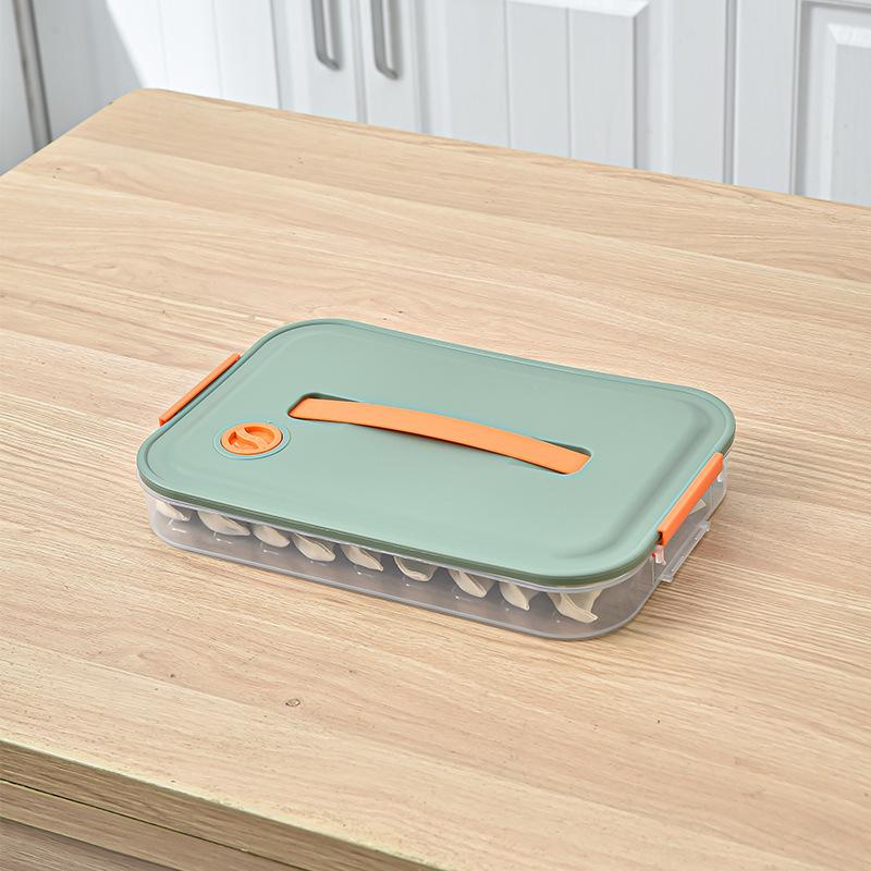 

Frozen Dumpling Box, Kitchen Household Dumpling Box, Refrigerator Food-grade Fresh-keeping Box, Thickened Storage Box, Plastic Wonton Box One floor, one cover колір зеленого яблука