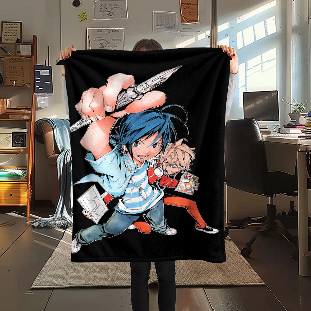 1PC Bakuman Print Flannel Blanket, High quality All Seasons, Home Decor, Warmth and Comfort, Perfect for Christmas Gifts