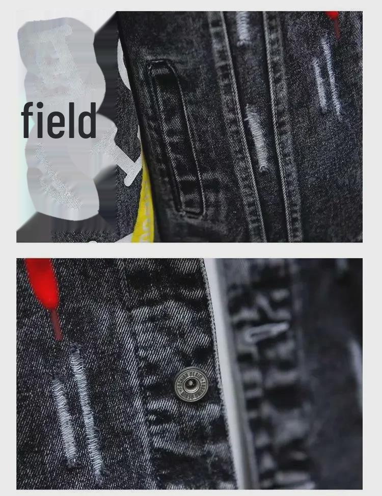 Men's Trendy Casual Slim Denim Jacket with Ripped Embroidery - 2022 Spring & Autumn Fashion