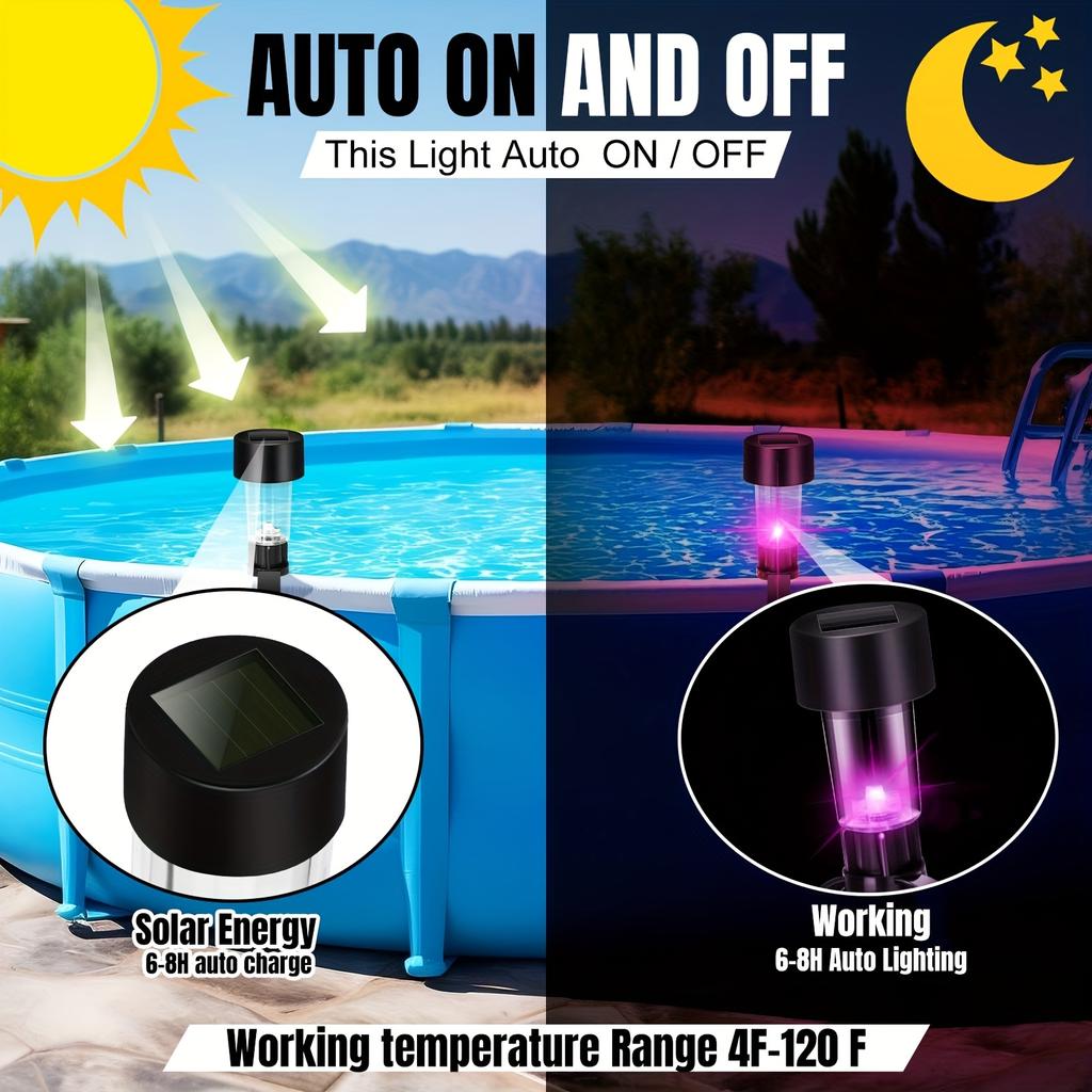 D2 1-4PCS Solar Pool Light Frame on The Ground Lamp for Swimming Pool Outdoor Pool Fence LED Wall Decorative Light Accessories
