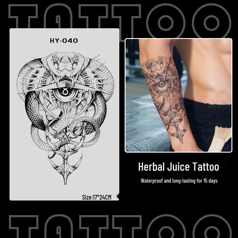 Japanese Traditional Tattoo Waterproof Sticker: Men's Long-lasting Floral Arm Pattern.