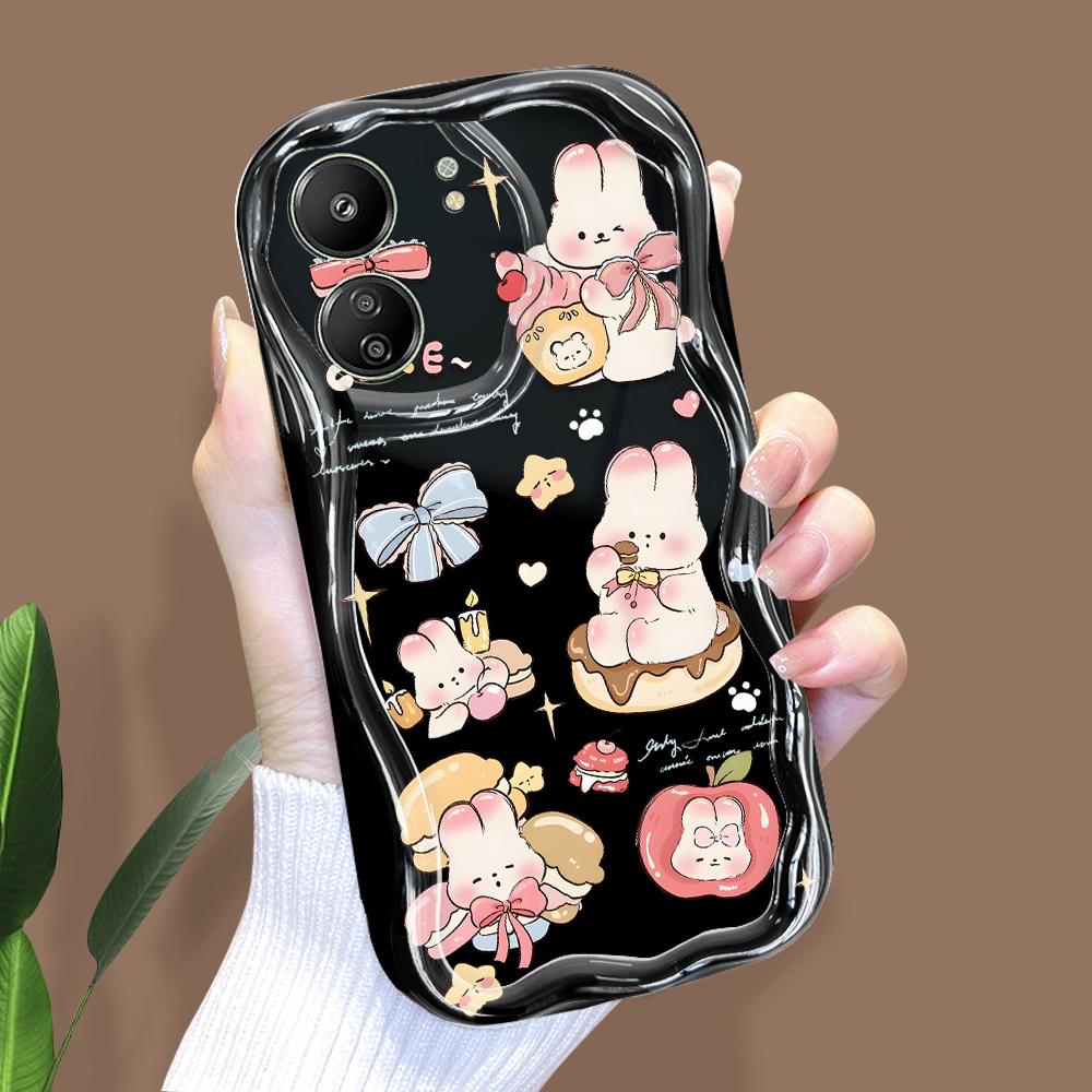 Cute Cartoon Pattern Cream Texture Casing Wavy Edge Soft Silicone Cover Phone Case for Xiaomi Redmi