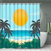 4pcs Shower Curtain Set with 12 Hooks -Shower Curtain, Bath Mat, Toilet Seat Cover And U-Shaped Rug - Machine Washable Bathr