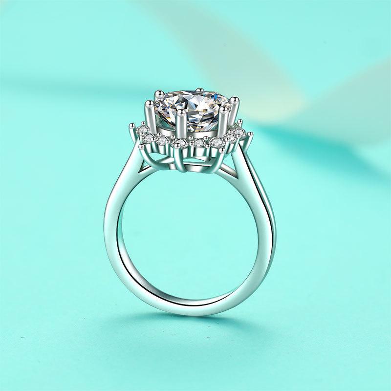 Bague Ringen Luxury 3.5 Carat Moissanite Diamond Jewelry S925 Sterling Silver Wedding Ring For Women Flower Shaped Design Size5-9