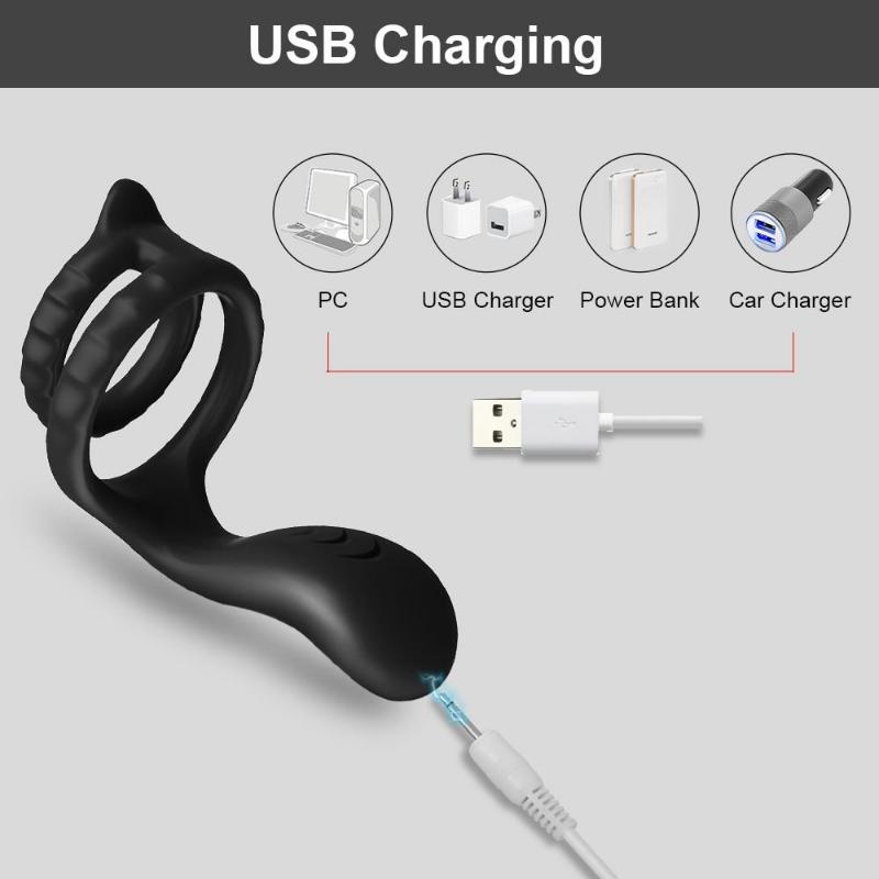 Neue Männliche Penis Ring Vibrator Slilicone Dual Cock Ring Perineum Stimulator Verzögerung Ejakulation Sex Spielzeug für Männer Paare Erwachsene Waren 18