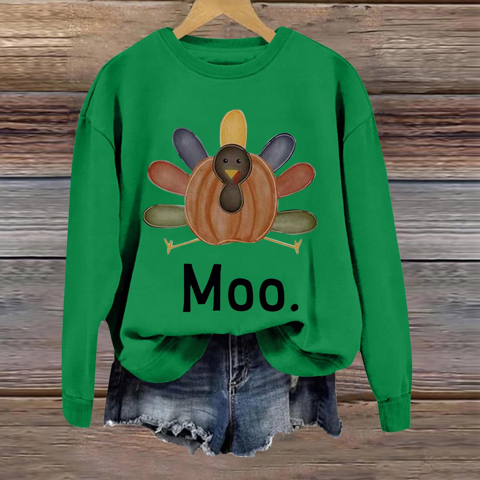 Женская повседневная мода День благодарения с принтом длинный рукав O-образный вырез — фото 5