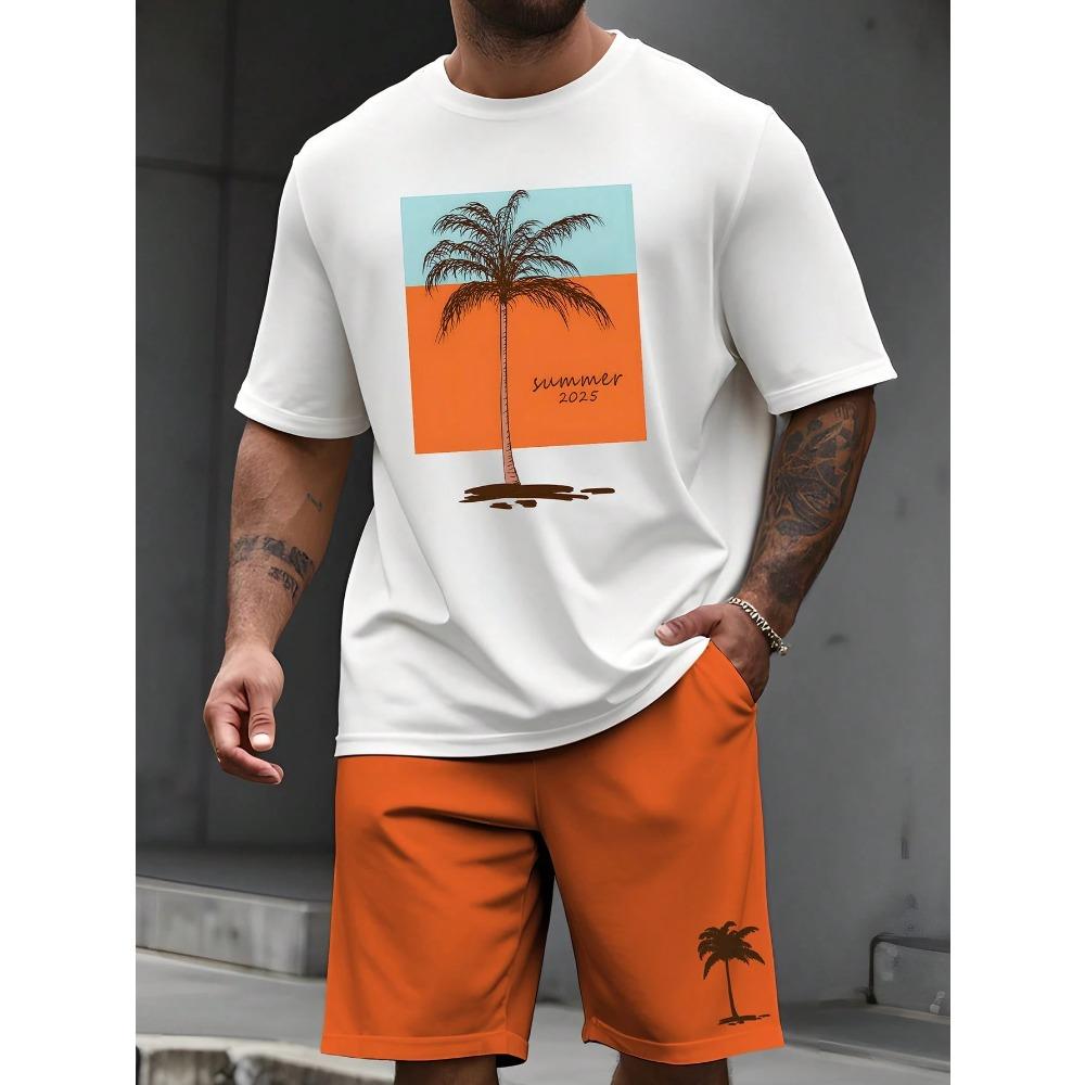 2026 Summer Men's Sportswear Short sleeve T-shirt Suit Two-piece Outdoor Travel Clothing Oversized Man Shorts Training Clothes