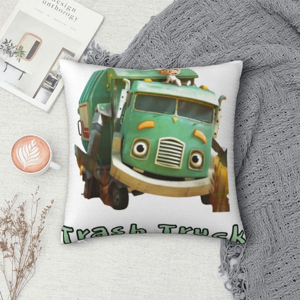 Trash Truck Cartoon Square Pillowcase Pillow Cover Cushion Throw Pillow For Home Sofa Living Room
