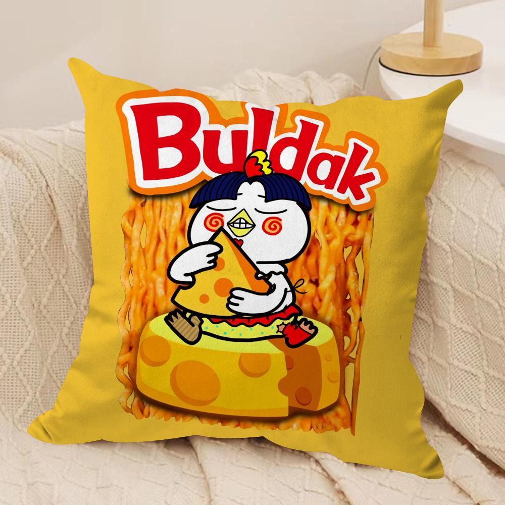 Anime B-Buldak RameSn Cushion Cover Soft Plush Fabric Double-Sided Printed Sofa Cushion Cover for All Seasons Home Decor Gift