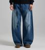 Beoteunseoul Painted Curved Volume Denim Pants (Blue)