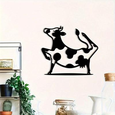 Funny Dancing Cow Metal Wall Art Farm Theme Sculpture Home Decor Gift