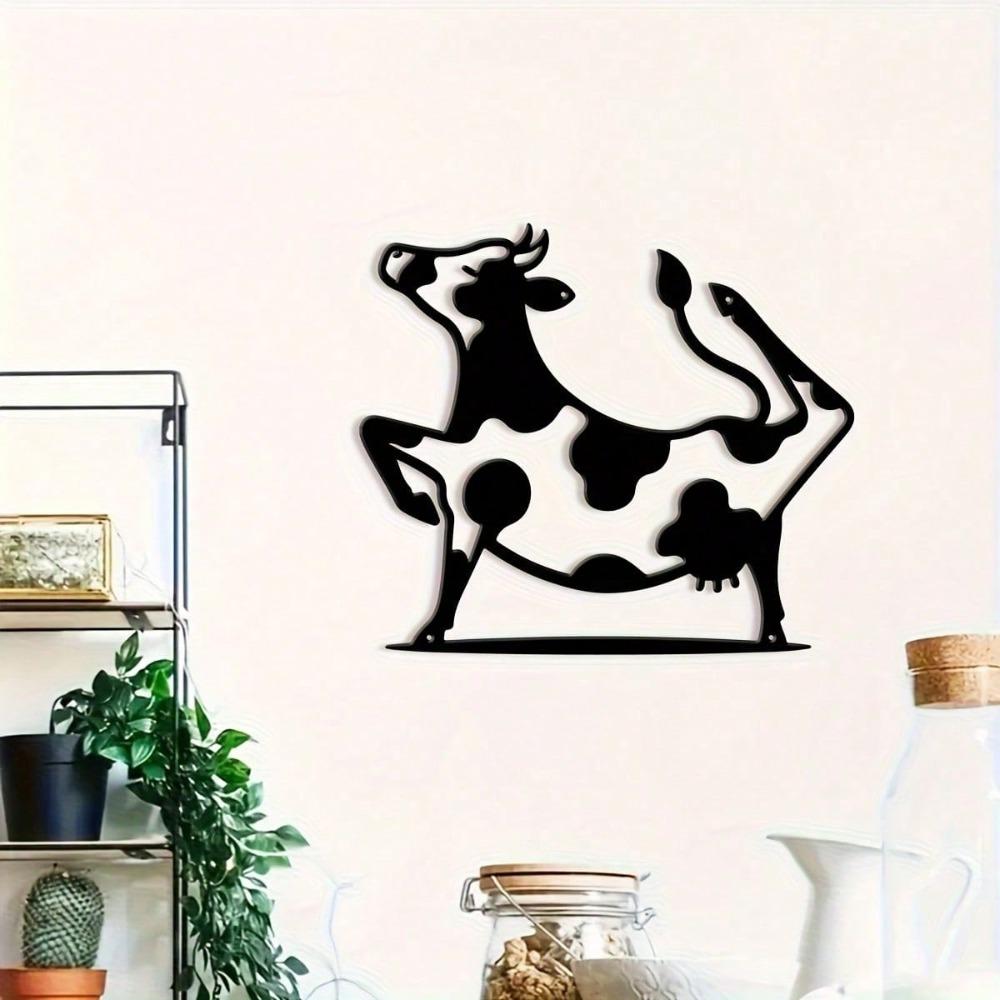 Funny Dancing Cow Metal Wall Art Farm Theme Sculpture Home Decor Gift