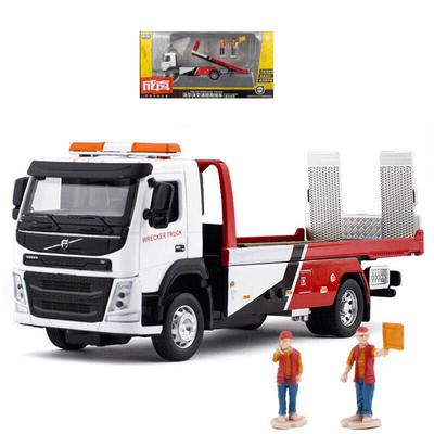 1/50 Skala VOLVO VAN Type Legering Tilhenger Modell Simulering Metall Car Transporter Wrecker Truck Pull Back Lyd og lett lekebil