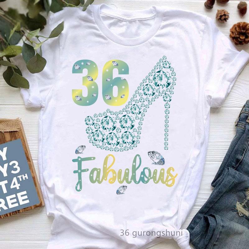 Summer Birthday Series Printed Loose Casual Round Neck Cotton Short Sleeves T-Shirts Women’s