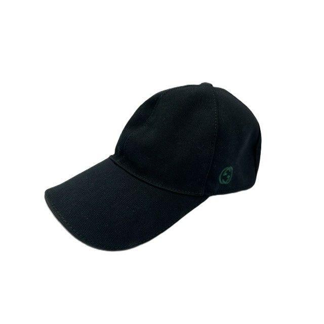 Used GUCCI 387554 Baseball Cap Cotton Black Women s Men s S size (57cm)