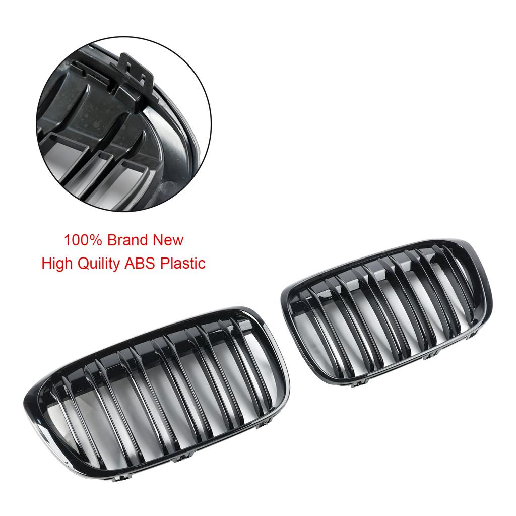 2 PEÇAS Preto Brilhante Grelha Dianteira Rim Grelha Ajuste BMW X1 F48 F49 2016-2019
