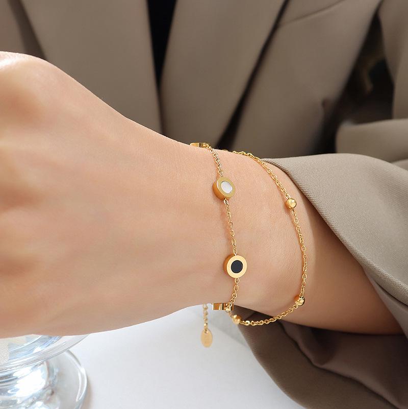 European Roman Style Double Layer Titanium Steel Bracelet for Women - 18K Gold