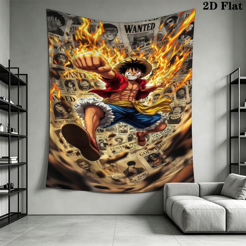Arazzo da Parete Monkey D Luffy di One Piece Appeso Estetico alla Parete Coperta in Tessuto Stampato Arazzi Decorativi per Camera da Letto Soggiorno Decorazioni per la Casa