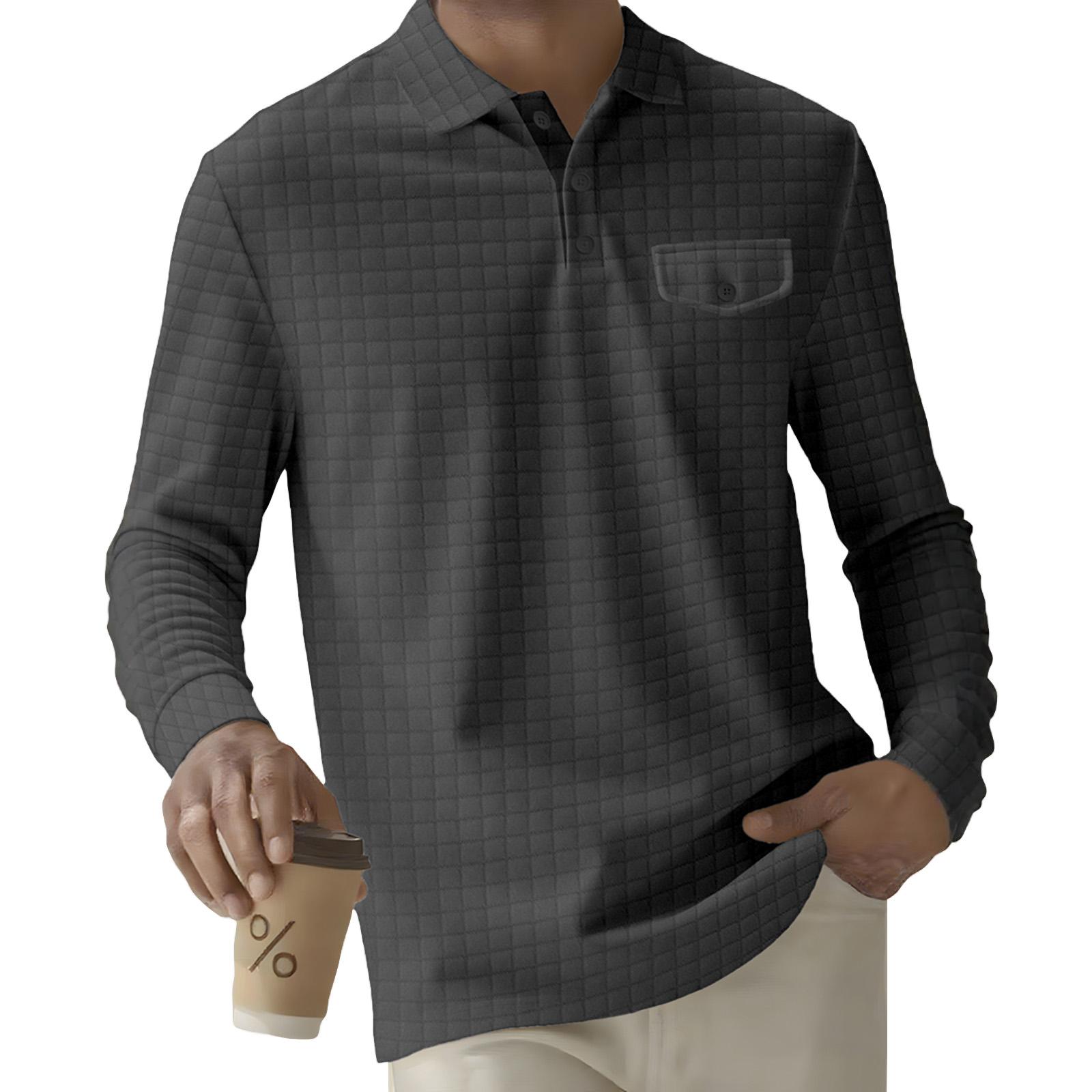 Men s Color Plaid Button Lapel Pocket Long Sleeve Top Men s Casual Fashion Long Sleeve Top M