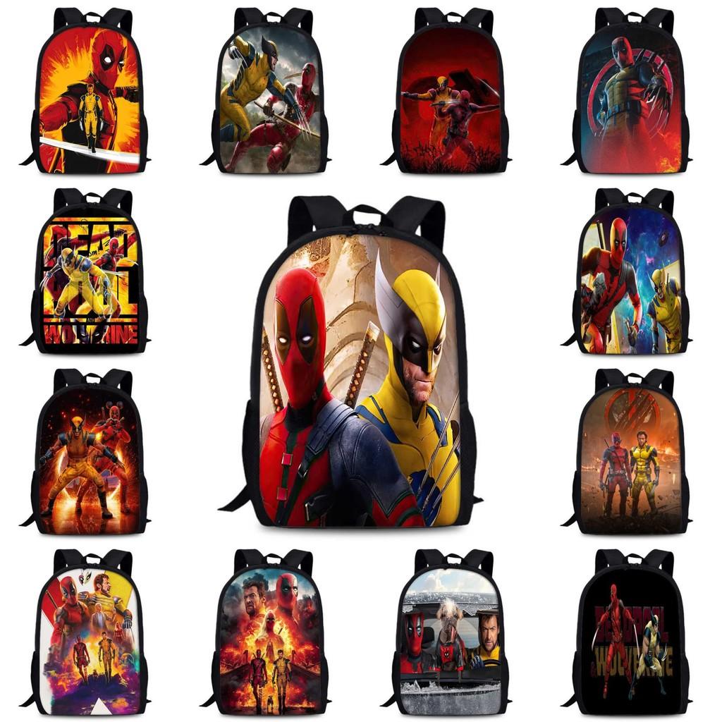 Deadpool Wolverine Backpack 15 Inch Anime Cartoon Lightweight Schoolbag