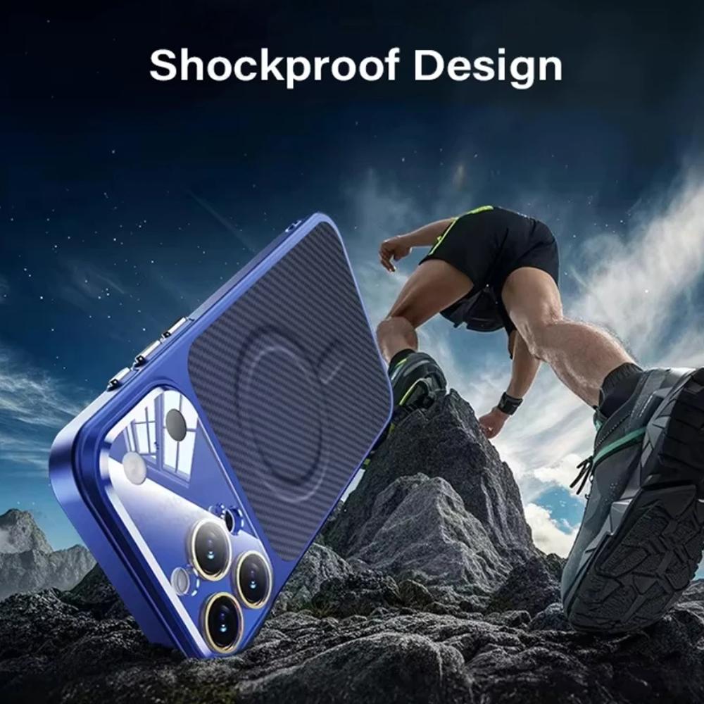 Luxury Carbon Fiber Leather Phone Case For iPhone 17 16 15 14 13 Pro Max For Magsafe Magnetic Wireless Charging Shockproof Phone Cover