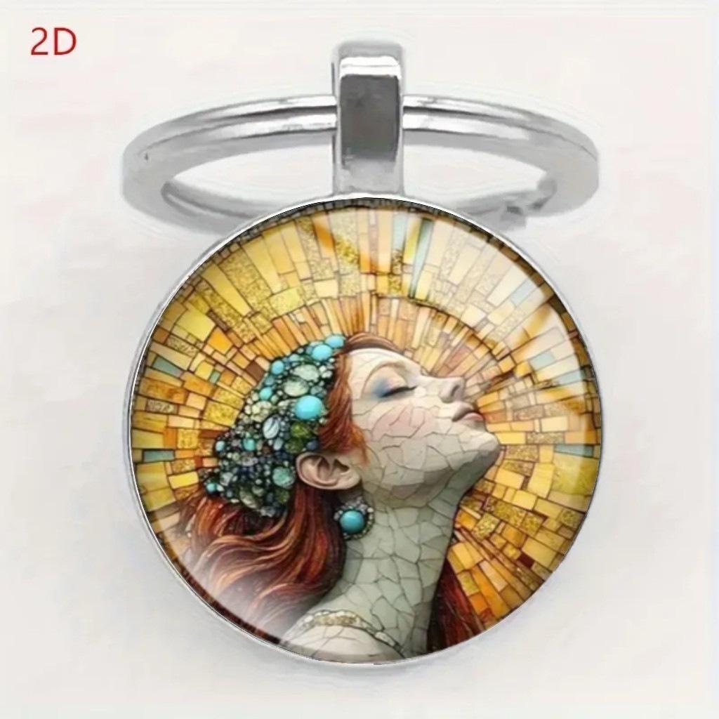 Exquisite European & American Character Pattern Pendant Keychain