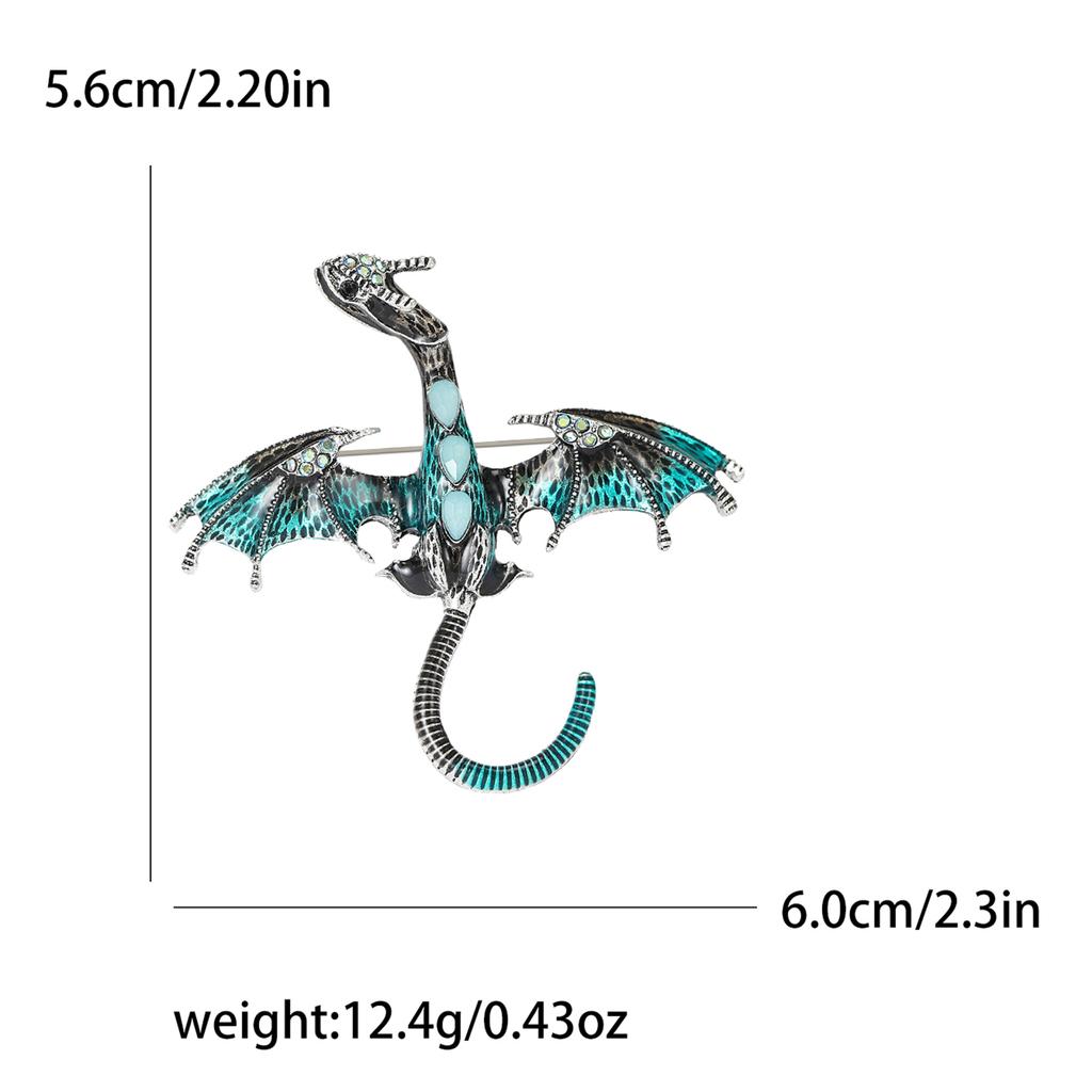 Enamel Dragon Brooches for Women Unisex Rhinestone Necklace Flying Dragon Pins Banquet Party Backpack Gifts Jewelry Accessories