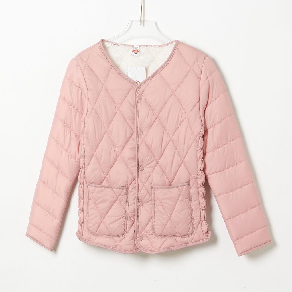GMXIA Ladies Warm Plus Fleece Thickened Integrated Fleece Inner Sleeve with Wool Matching Sleeve Long Sleeve Cotton-padded Jacket for Women