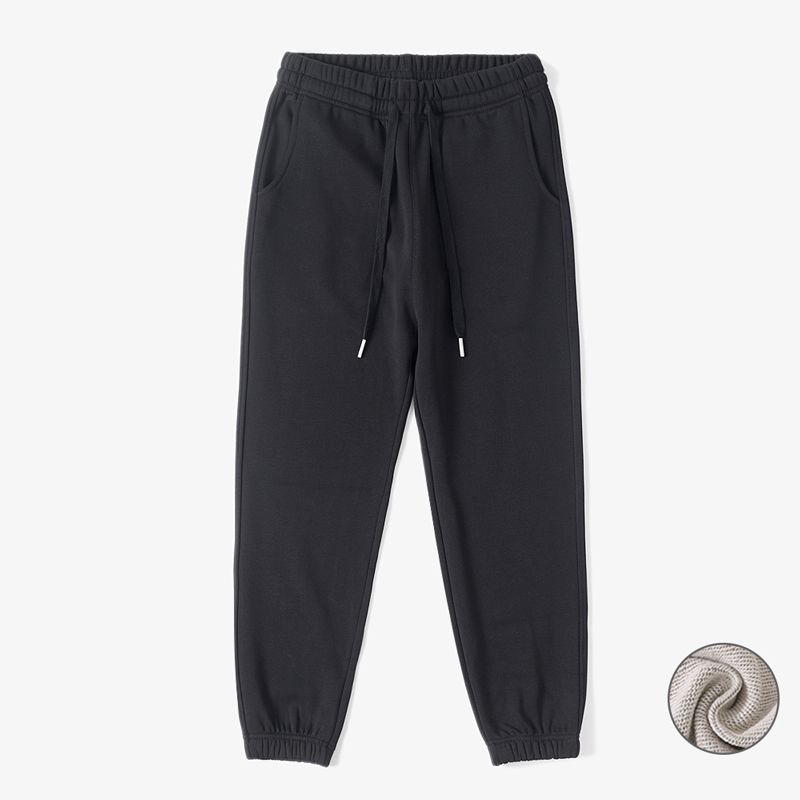 Spring Red Pure Cotton Casual Female Winter Fleece-Lined Track Pants