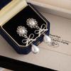 French Ballet Style Stud Earrings Women'S Silver Bow Pearl Pendant Earrings Sweet Temperament Niche Earrings