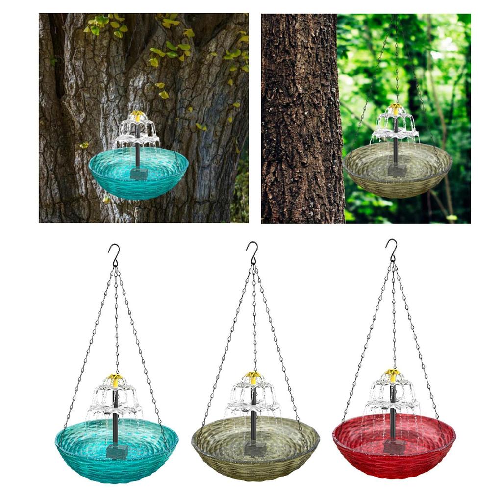 Solar Bird Bath Patio Solar Powered for Garden Hook Courtyard Lawn Easy to Hang Porch Outdoor Birdbath Bowl Decoration Balcony
