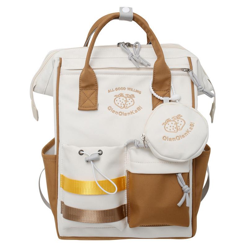 And Strawberry Letter Pattern Casual Nylon Backpack For Girls School Use Travel