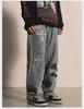 Men's Retro Cross-Embroidered Straight Jeans - Hip Hop Style