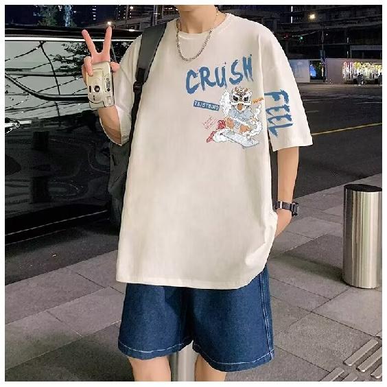 

Новая летняя футболка с короткими рукавами для мужчин, тренд в корейском стиле, простой топ с короткими рукавами, свободная повседневная брендовая футболка в гонконгском стиле 5XL белый