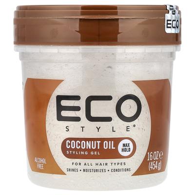 Eco Style, Styling Gel, Max Hold, For All Hair Types, Coconut Oil, 16 Oz (454 G)