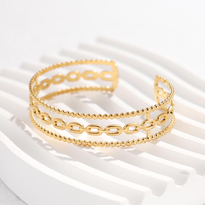 Hypoallergenic Waterproof Minimalist Geometric Chain Open Bracelet Women's Simple Personality Exquisite C-shaped Stainless