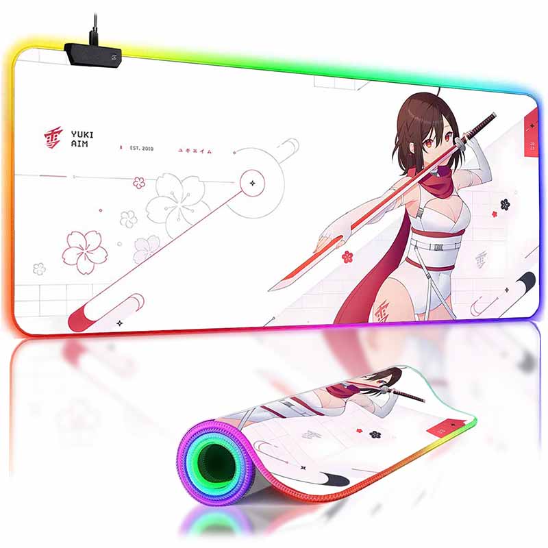 

LED Gaming Mousepads Yuki Aim RGB Large Mouse Mat Large Desk Pads Non-Slip Speed Rubber Mouse Pad E-Sports Desk Keyboard Mats RGB 300x600x3mm