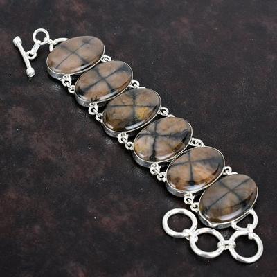 Chiastolith Armband echtes Edelsteinarmband eleganter Schmuck 925 Sterlingsilber Armband handgefertigt verstellbares Kettenarmband Geschenke für Mutter