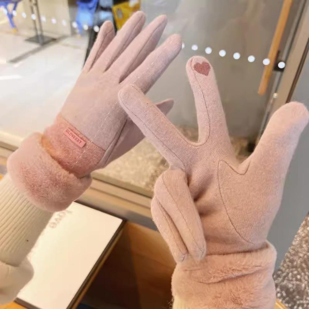 Warm gloves women's winter velvet thickened suede autumn and winter cold touch screen new cycling skiing gloves