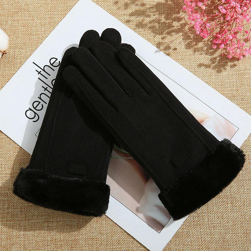 

Windproof Thermal Gloves for Cycling Students Winter Warm Fleece Lined Touchscreen Outdoor Activities чорний