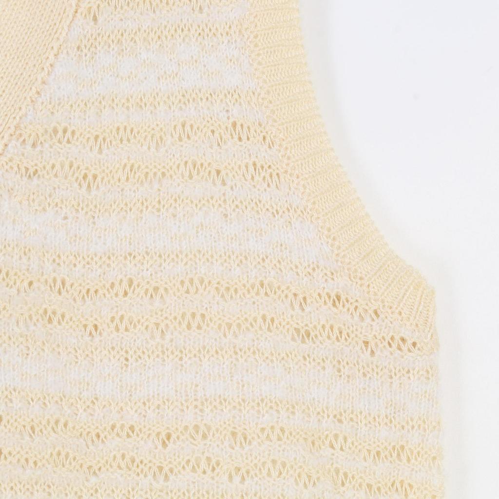 French V-Neck Slim Fit Cardigan - Floral Button, Sleeveless Knitwear for Spring/Summer