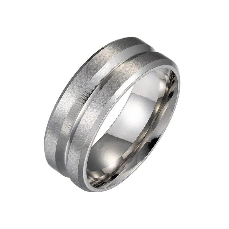 8MM Wide Middle Groove Frosted Men's Titanium Steel Ring Simple Finger Ring Jewelry Gift