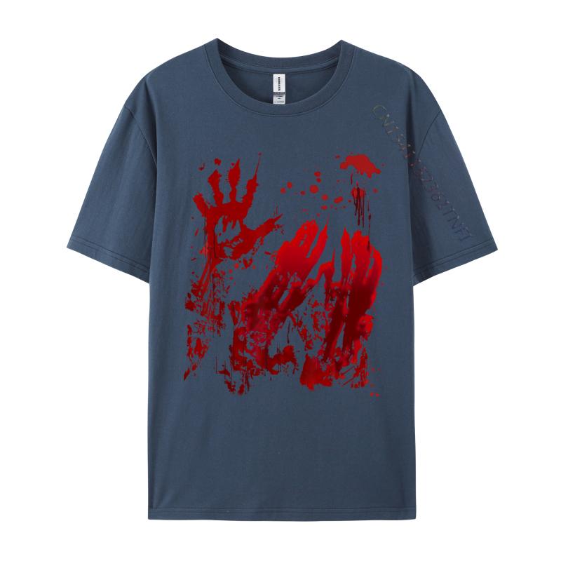 Bloody Red Blood Splatter Halloween Zombie Fashionable Luxury Designer T-Shirts Coupons Pure Cotton Mens T Shirt Simple Style