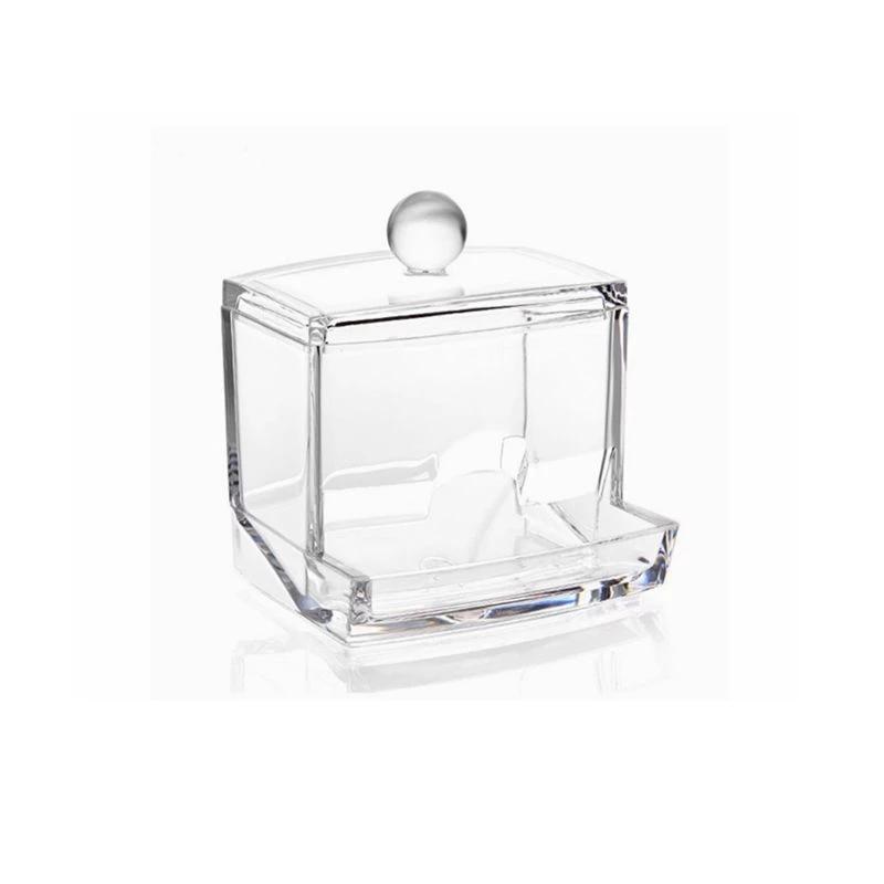 Suport portabil din bumbac acrilic Cutie de depozitare Tampoane Depozitare Machiaj transparent Tampă de bumbac Container cosmetic Cutie pentru bijuterii