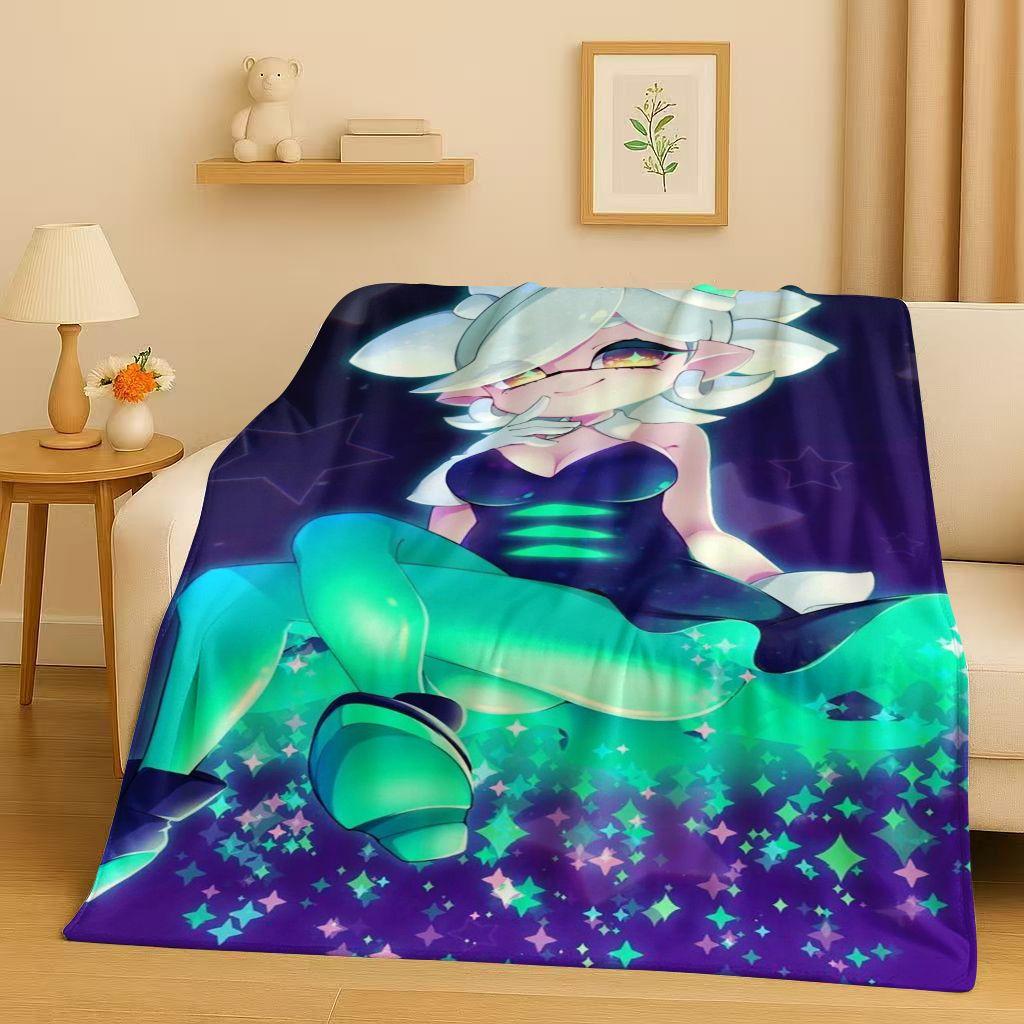 HD Splatoon Game Cartoon Flannel Blanket,Ultra Soft Warm Plush Throw for Home Bedroom Bed Sofa Cover Office Travel Picnic Kids