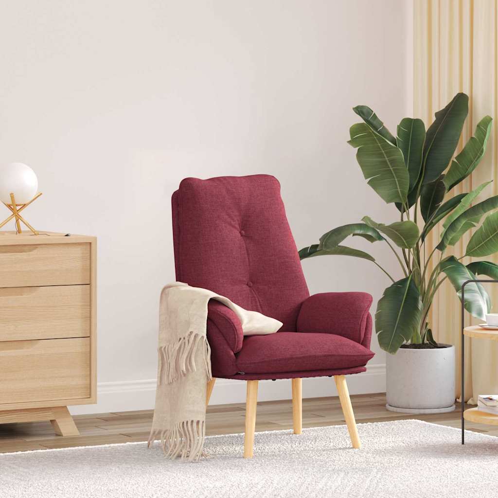 Armchair Burgundy 69 X 74 X 93 Cm Fabric and Plywood