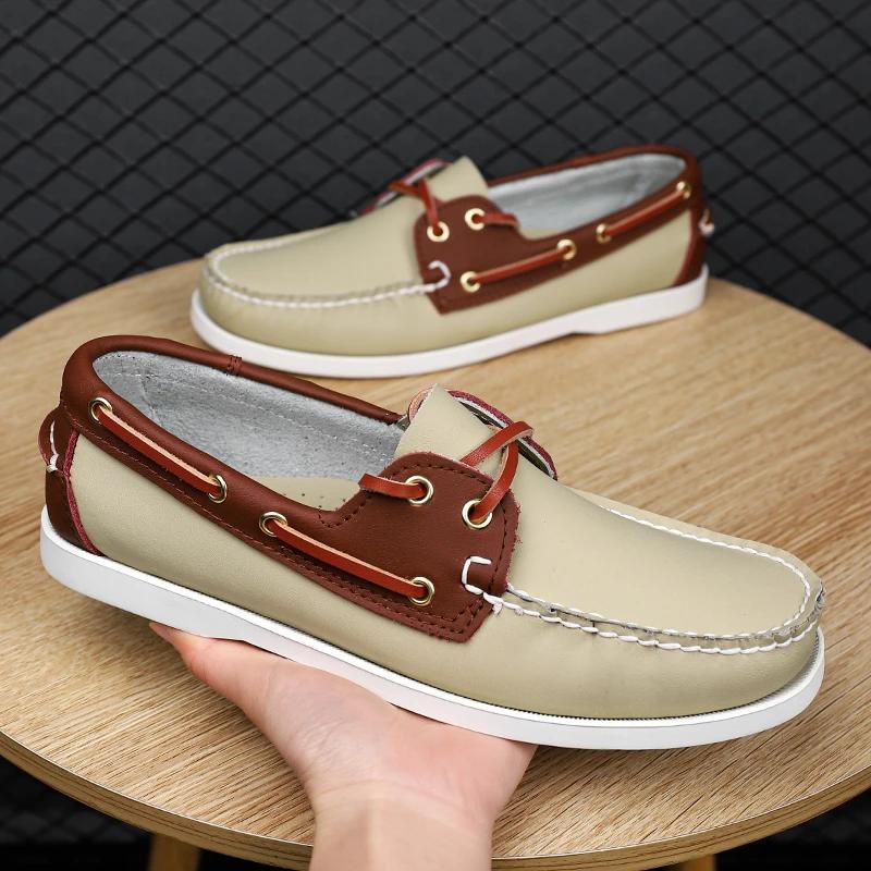 Fashion Luxury Brand Men's Shoes New Lightweight Breathable Boat Shoe For Men Casual Shoes High Quality Sneakers Lace-up Leather Loafers
