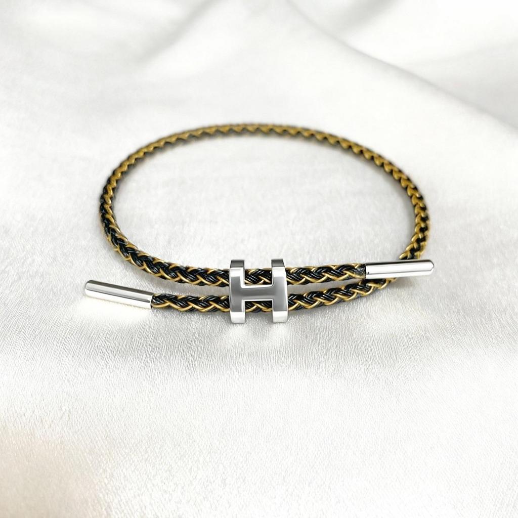 Brățară Reglabilă din Oțel Titan cu Cataramă în Formă de I Transfrontalieră, Finisaj Aur Dur 3D Rezistent la Decolorare, Design Rezistent la Apă și Transpirație